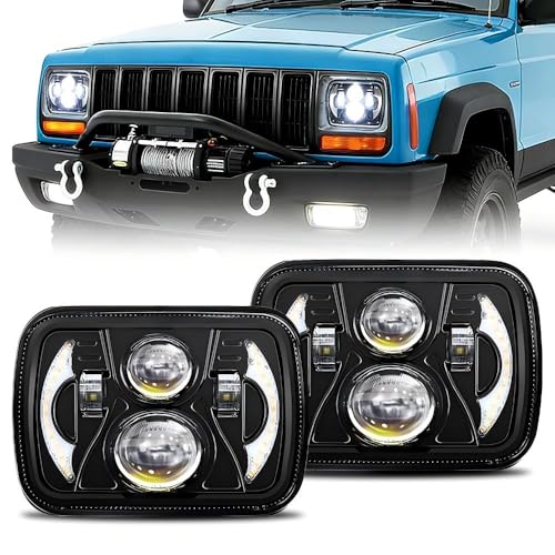 GLWZSY 5x7 LED Headlight,5x7 7x6 LED Headlights H6054, Anti-Glare DOT Approved Sealed Beam with DRL & Amber Turn Signal, Hi/Low Beam for Jeep XJ YJ, GMC Comanche MJ