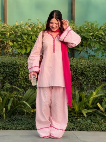 Image of ANNI Designer Cora Cotton Farshi Salwar Suit for Women | Farsi Style Kurti | Farasi Kurta with Dupatta | Parsi Ethnic Dress | Indian Office Party Traditional Clothing Fashion Wear