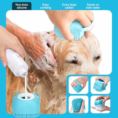 YIUWOD 4er-Set HundebüRste Kurzhaar - Hunde BüRste - Waschhandschuh Hund - Mit Verstellbaren Griffen FüR Nasse und Trockene Lang- und Kurzhaar-Hunde und -Katzen Massage, Entschurren