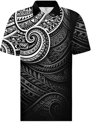 Image of PAGYMO Funny Golf Shirts for Men Crazy Printed Pattern Novelty Moisture Wicking Performance Mens Polo Shirt