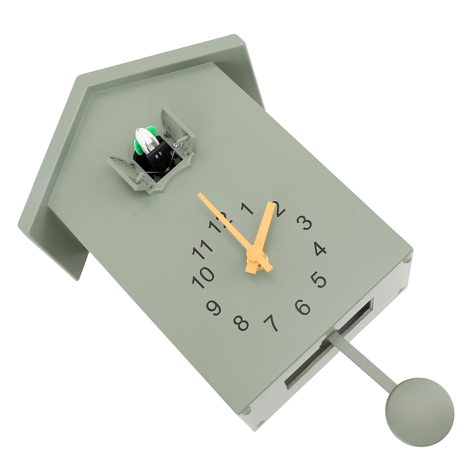 Pilipane Reloj de pared moderno de cuco nórdico con diseño de péndulo de voz de pájaro para dormitorio, sala de estar y decoración más única del hogar (verde)