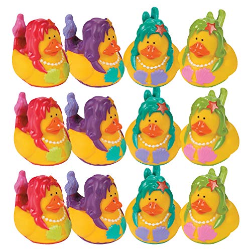 Fun Express Patitos de goma de sirena | Ideal para favores de fiesta, fiesta de cumpleaños para niños, fiestas en la playa o en la piscina (1)
