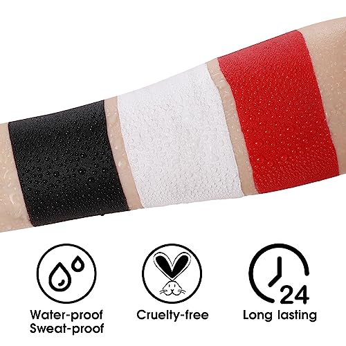 image for BADCOLOR 3PCS Face Paint Kit Sticks, Black White Red Eye Black Sticks 