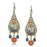 Elakaka Retro Bohemian Droplets Color Dress Earrings