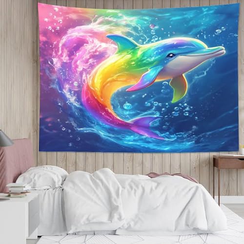 Couverture murale 3D dauphin en polyester doux lavable pour cacher un mur - 5