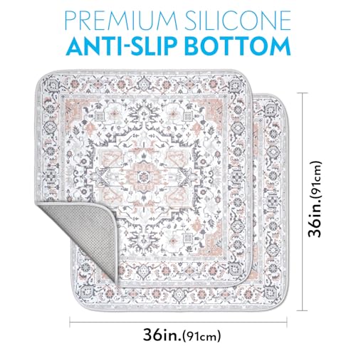 Image of Paw Inspired Designer Light Persian Print Dog Pads, 36 inch x 36 inch Size, 2 Pack | Premium Washable, Reusable, Waterproof Mat, Leakproof, Non-Slip Liner for Potty Training, Whelping