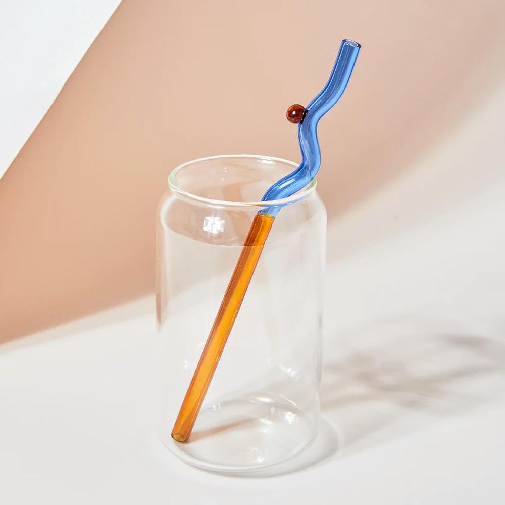 Floriddle Artistry Twist Glass Straws, Reusable Long Straw for Milk Tea