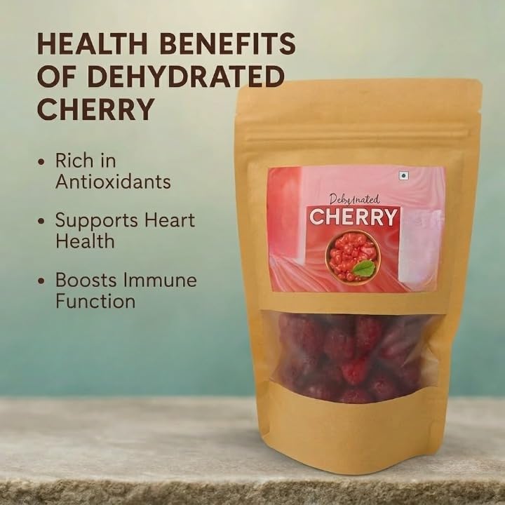 Dried Red cherry 100gm | Dehydrated Dry Fruit, Rich in Calcium, Vitamin K, Protein, Antioxidants, Without Sugar 100% Natural.