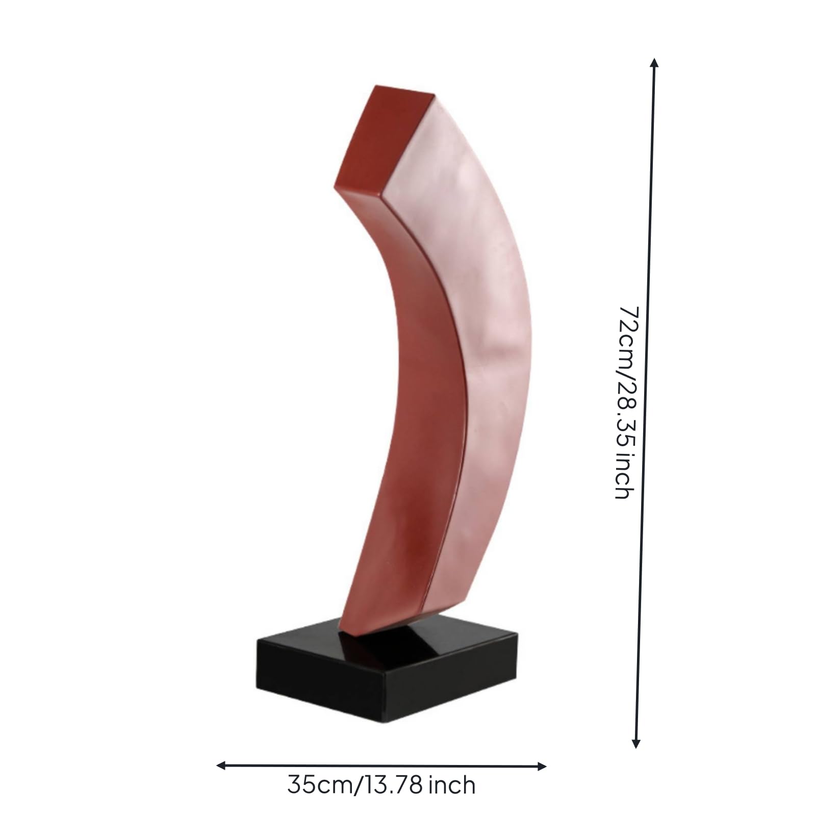 Geometrische Skulptur Abstrakte Statue Tischfigur Kunstobjekt aus Metall mit Sanft Geschwungener Silhouette Und Ebenholzfuß für Wohnzimmer Büro Galerie