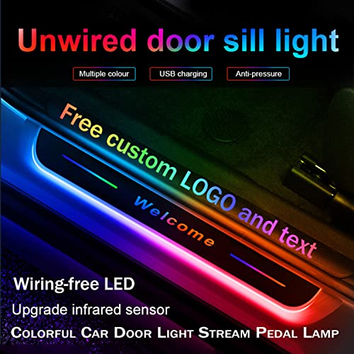LED Car Door Sill Lights, Customization Wireless Car Pedal Pathway Light, IP67 Waterproof, 7 Lighting Colors, Auto-Sensing Led Door Sill Pro for All Car Models