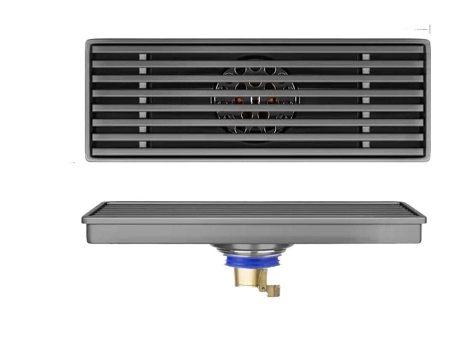 Drain de sol anti-odeur rigide gris pistolet 40cm pour caniveau de douche