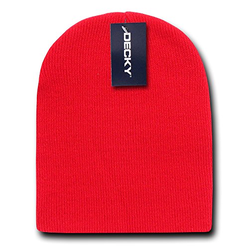 DECKY 614-RED Acrylic Short Knit Caps, Red