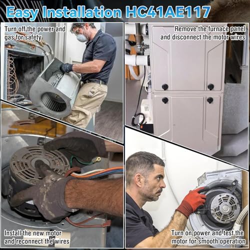 HC41AE117 Furnace Blower Motor 1/3HP 1075RPM 115V 4 Speed with 5μF Capacitor Fits for Carrier Bryant Payne GE Blower Fan Motor 45117 5KCP39GGS336S HC41AE117A HC41AE115 HC41SE122