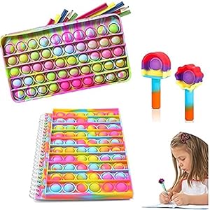 BKPAPTXY Notebook Potlood Box Pop Fidget Sensory Toy Pack Eenvoudige Poppet Popper Figetget Speelgoed Set Angst Stress…