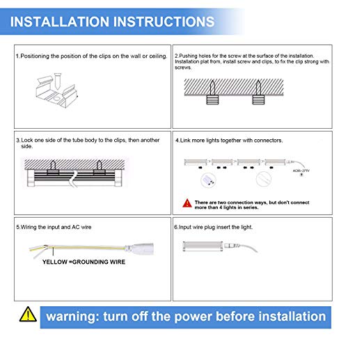 Phiwicsh 10-Pack 8Ft Led Shop Light Fixture - 90W T8 Integrated Led Tube Light thumb #4