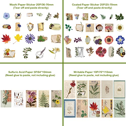 240 Pieces Vintage Scrapbooking Stickers, Diy Decorative Plants Dried Pressed Flowers Butterfly Floral Nature Retro Paper Stickers For Collection And Diary Embellishment Supplies #TOP2