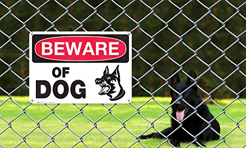 Beware Of Dog Sign, Large Rust Free 10X14" Aluminum, For Indoor Or Outdoor Use - By Armo #TOP1