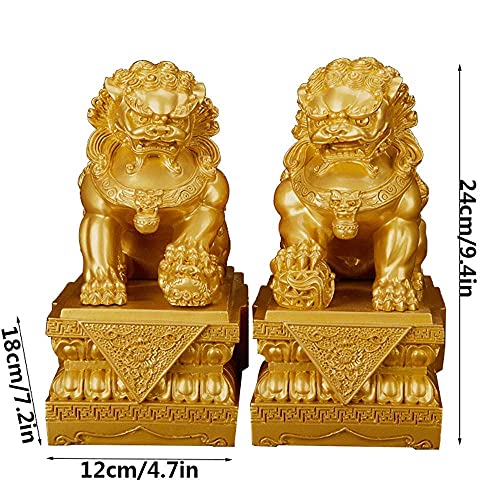 Statues de Chiens Fu Foo résine pour briser la monotonie du jardin et du bureau - 7
