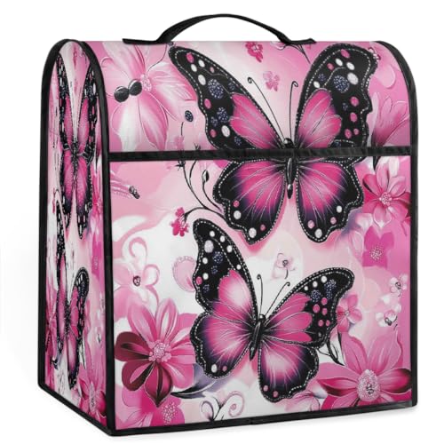 Mexpekil Funda para batidora de 5 a 8 cuartos de galón, con asa superior y bolsillos, accesorios universales para decoración de electrodomésticos de cocina, color rosa intenso