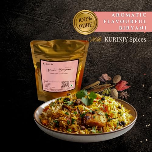 Image of Kurinjy Biryani Masala- Whole Spices Mix | Cardamom Cinnamon Clove Peppercorn Kali Elaichi Jaifal Mace Star Anise | Pure Natural Essential Oil filled Kerala Spices | for Flavourful food, 55g x 1pack