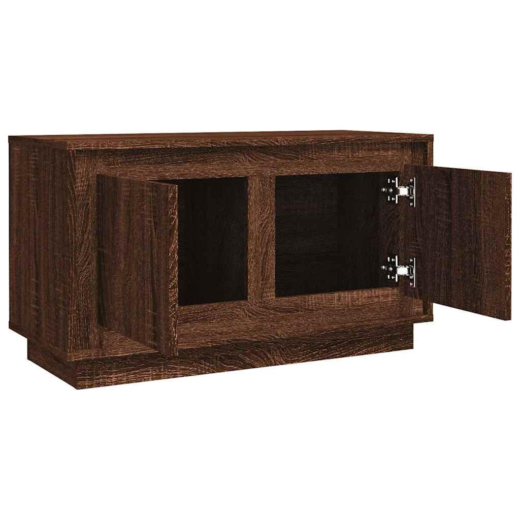 Drewnopochodna z szufladami pod telewizor z 2 komorami brąz 80x35x45 cm