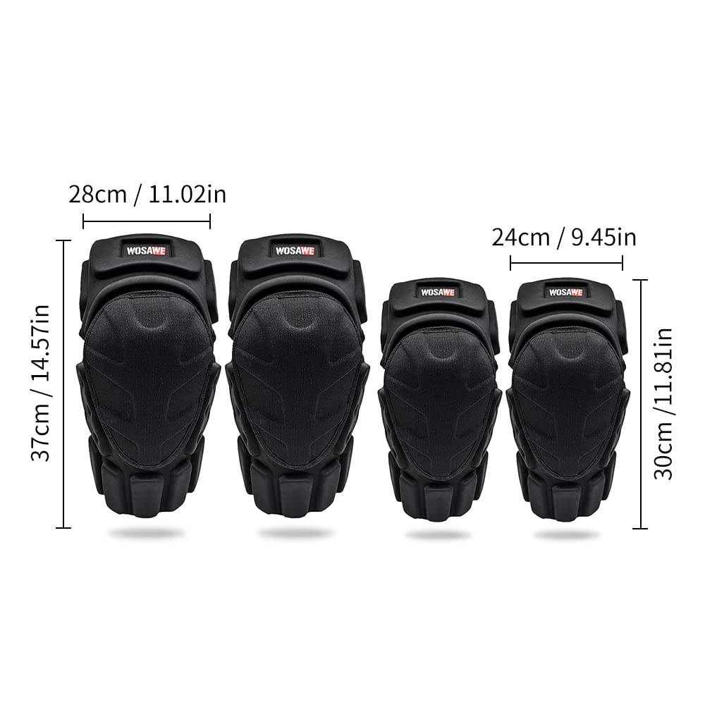 WOSAWE Adulte Kit de Protection Genoux - Équipement Professionnel pour Moto Cross Vélo VTT (Longue Coudes & Genouillère