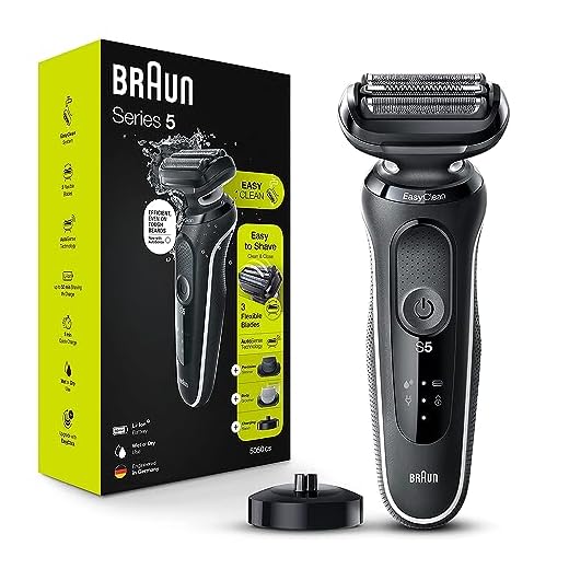 Braun Barbeador elétrico para homens, barbeador de folha impermeável, série 5 5050cs, barbear molhado e seco, com aparador de barba e aparador de corpo, recarregável, suporte de carregamento incluído,