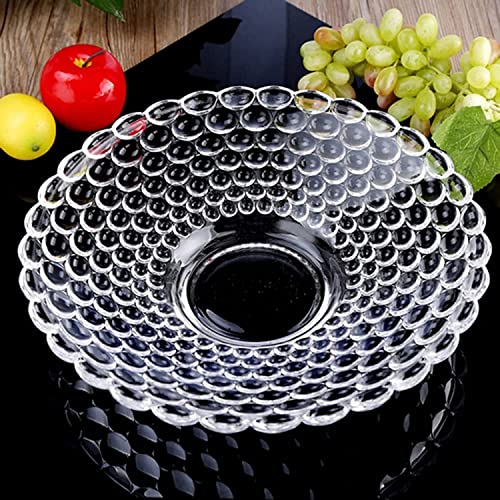 Image of Glass Fruit Plate 7 Inch, Set of 1, Decorative Scalloped Serving Dish for Kitchen Counter, Dining Table, & Centerpiece Decor Modern Textured Design for Snacks, Candy, Salad, & Home Use