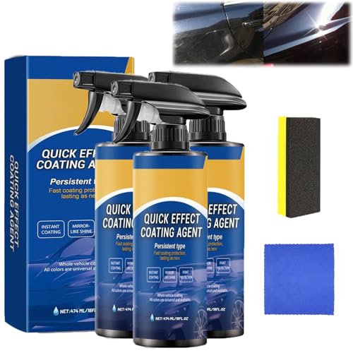 Sopami Car Coating Spray, 120ml Quick Effect Coating Agent for Cars, Waterless Car Wash and Wax Spray for Shine and Protection, 3 in 1 Multi-functional Quick CAR COATING SPRAY, For All Cars (3PCS)