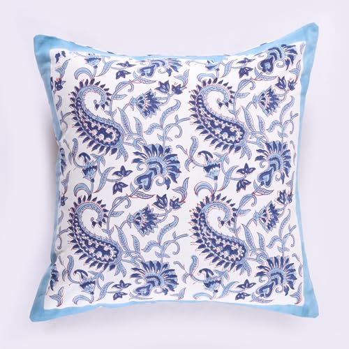 Image of Ravaiyaa - Attitude is everything Cotton Hand Block Printed Soft Cushion Cover Pillow Case 16 inch Square Cushion Sham Set of 2 Piece