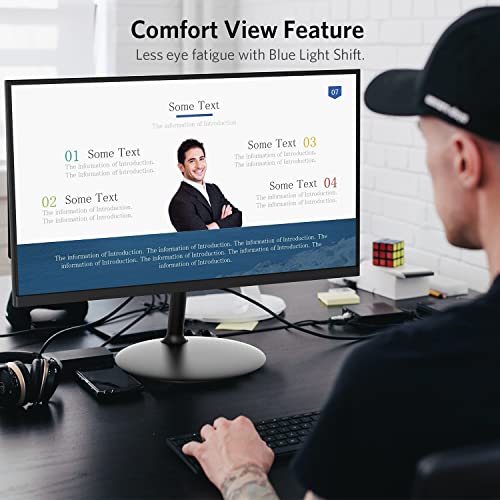 Image of 22 inch 75Hz 1920 x 1080p Full HD Flat Computer Monitor with HDMI VGA Ports, Adjustable Tilt, LED Monitor for Home Office and Gaming (HDMI Cable Included)