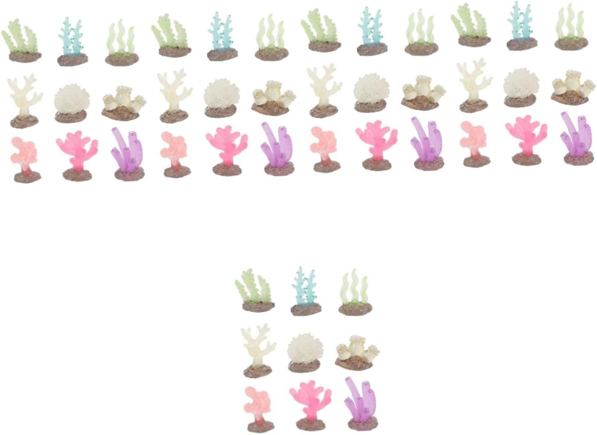 5sets Glowing Coral Decor Aquarium Plant Holder Fake Coral Aquarium Ornaments Fish Tank Decorations Artificial Coral Reef Decoration Simulation Frogfish Cave S