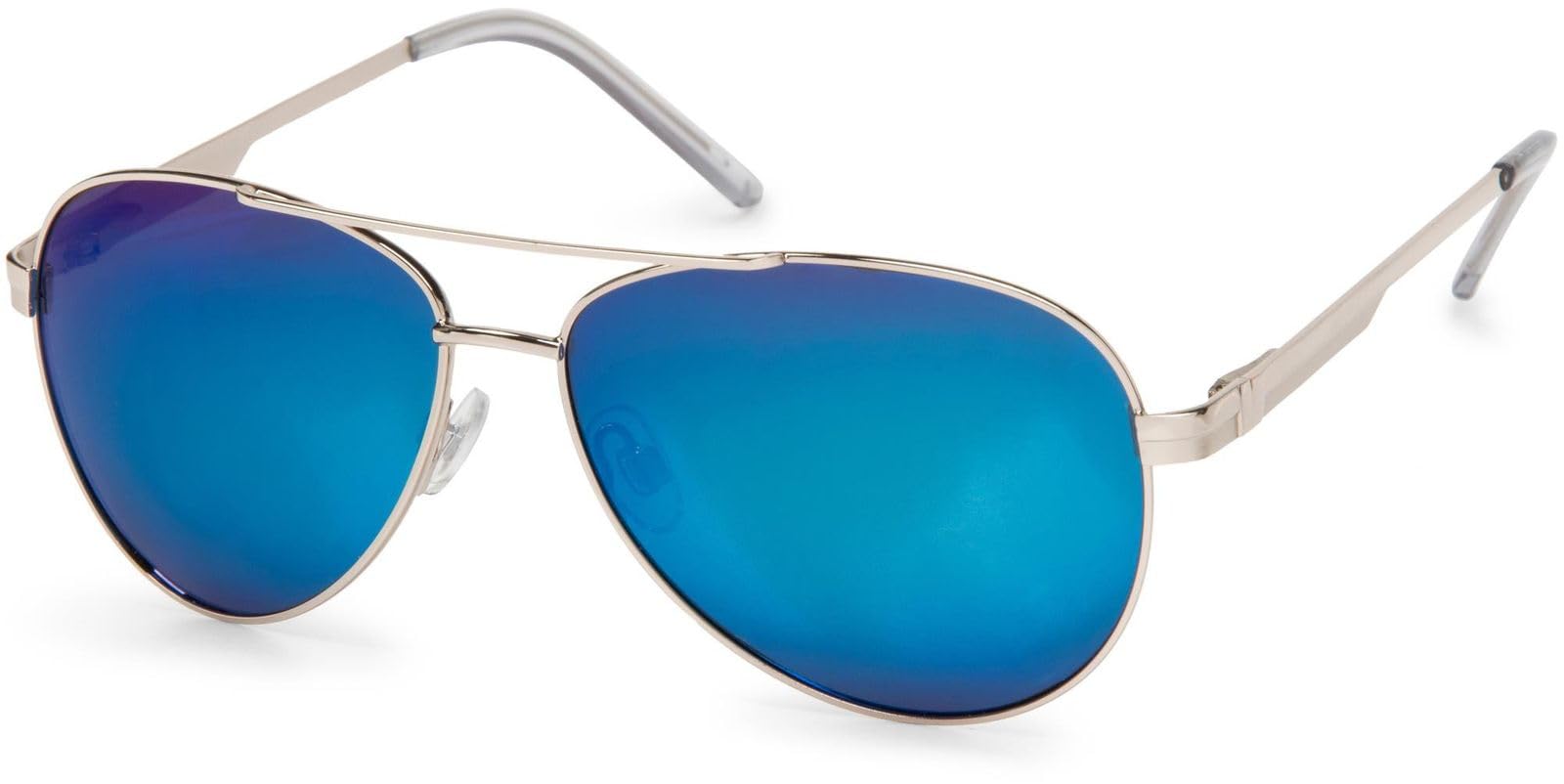 styleBREAKER Flieger Sonnenbrille Pilotenbrille | Gestell Silber/Glas Blau verspiegelt