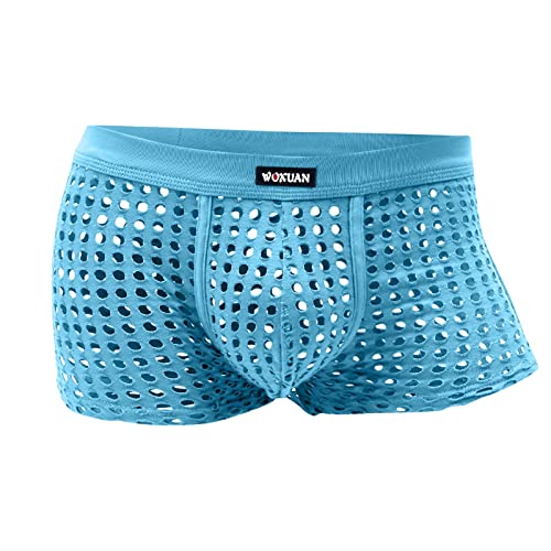 Hawyet Men's Sexy Mesh Boxer Briefs Muscle Shorts Fishnet Openwork Underwear Breathable Hot Shorts Swim Trunks3