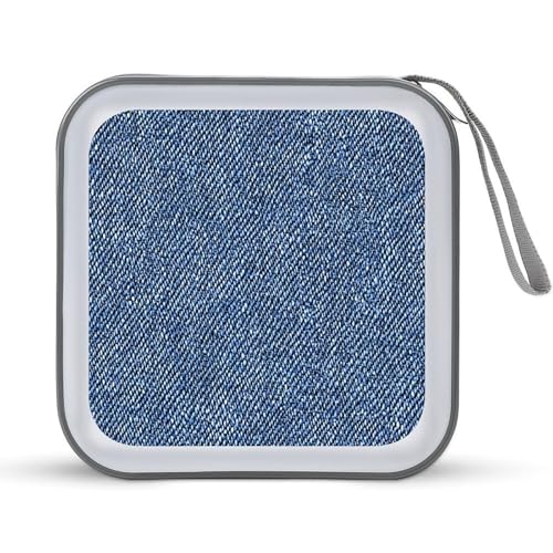 DuduYH Denim Fabric Texture CD Case DVD Storage Case Portable for Car Home Travel