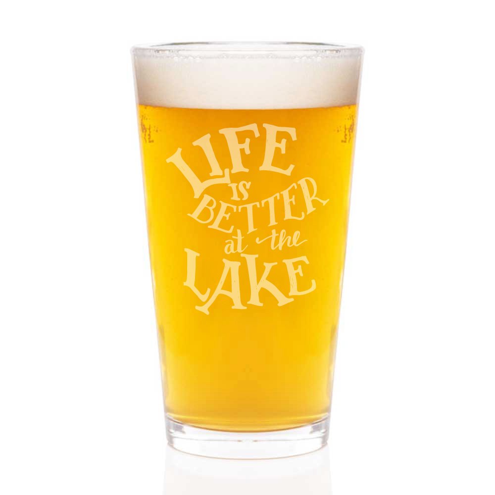 Life Is Better At The Lake Engraved Pint Glass 16-ounce