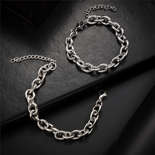 Pulsera de cadena gruesa de acero inoxidable para mujer y hombre miniatura 5