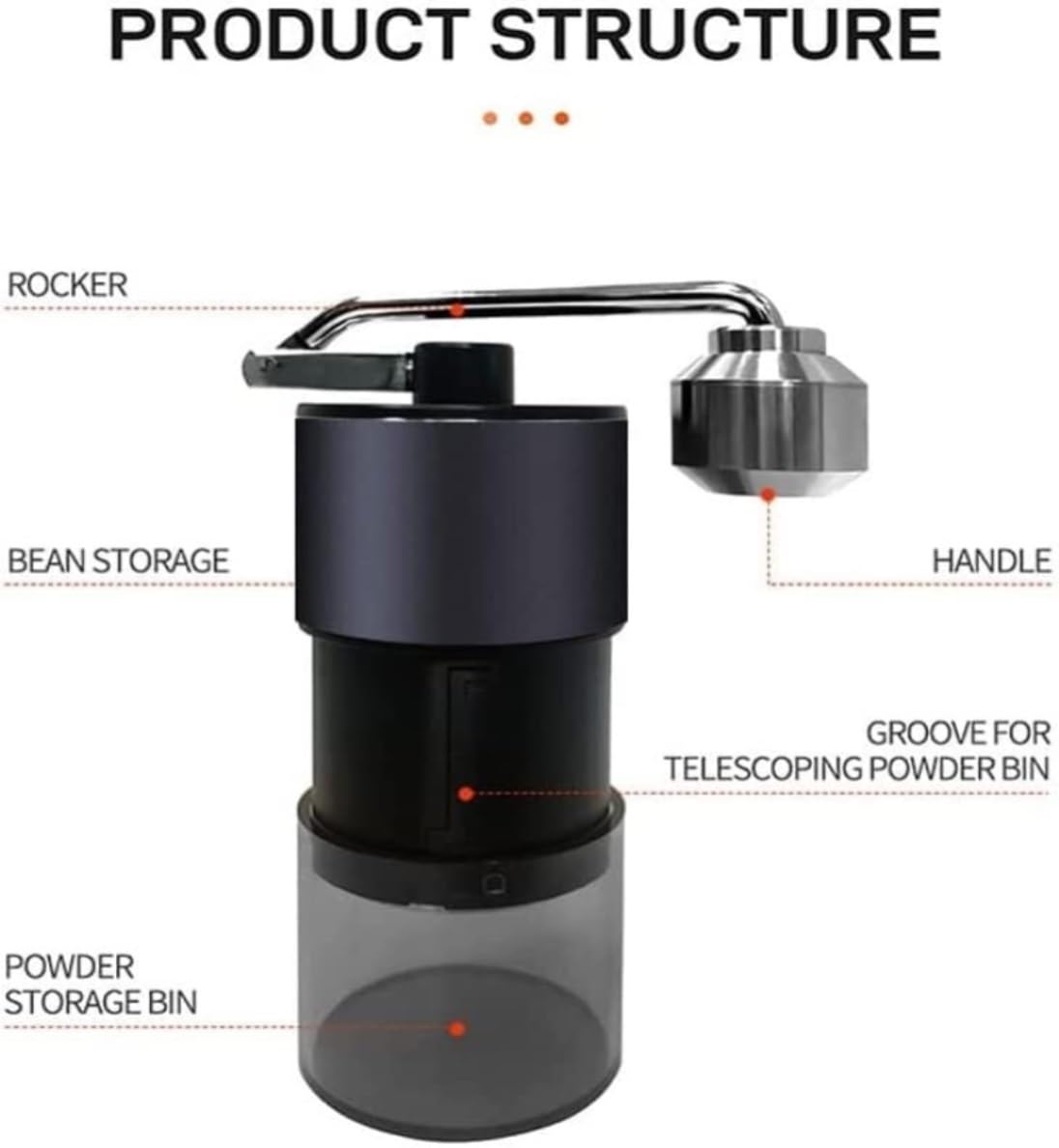 French Press Przenośny Ręczny Młynek Do Kawy Regulowany Wielofunkcyjny Mały Ze Stali Nierdzewnej Dzbanek Kawy(Rot)