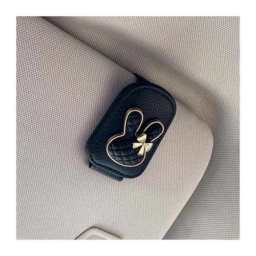 POKSRI Sunglasses Holder for Car Visor,Glasses Clip,Magnetic Leather Eyeglasses Holder,Car Accessories for Women,Black 1PC