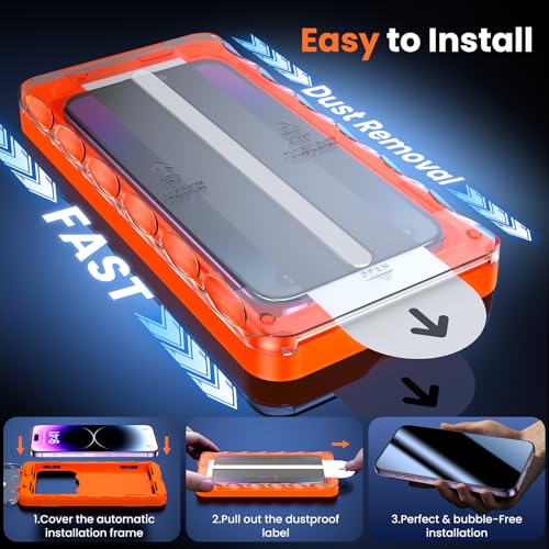 Image of UniqueMe 2 Pack for iPhone 14 Pro Max Privacy Screen Protector - 6.7 inch[Bubble-Free] [Military Grade Shatterproof & 9H+ Hardness] Privacy Screen 14 Pro Max Tempered Glass Full Coverage,Easy to install
