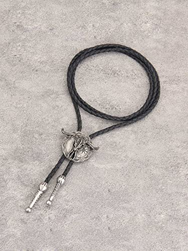 Image of Jeilwiy Bolo Tie for Men Western Cowboy Tie Necklace Gold Bolo Tie Leather Necktie Halloween Tie Accessories for Women