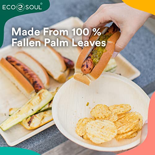 ECO SOUL Palm Leaf Plates 8”(20cm) 25 Round Bamboo Plate I Eco Friendly, Biodegradable, Compostable Heavy-Duty Plate - Image 4