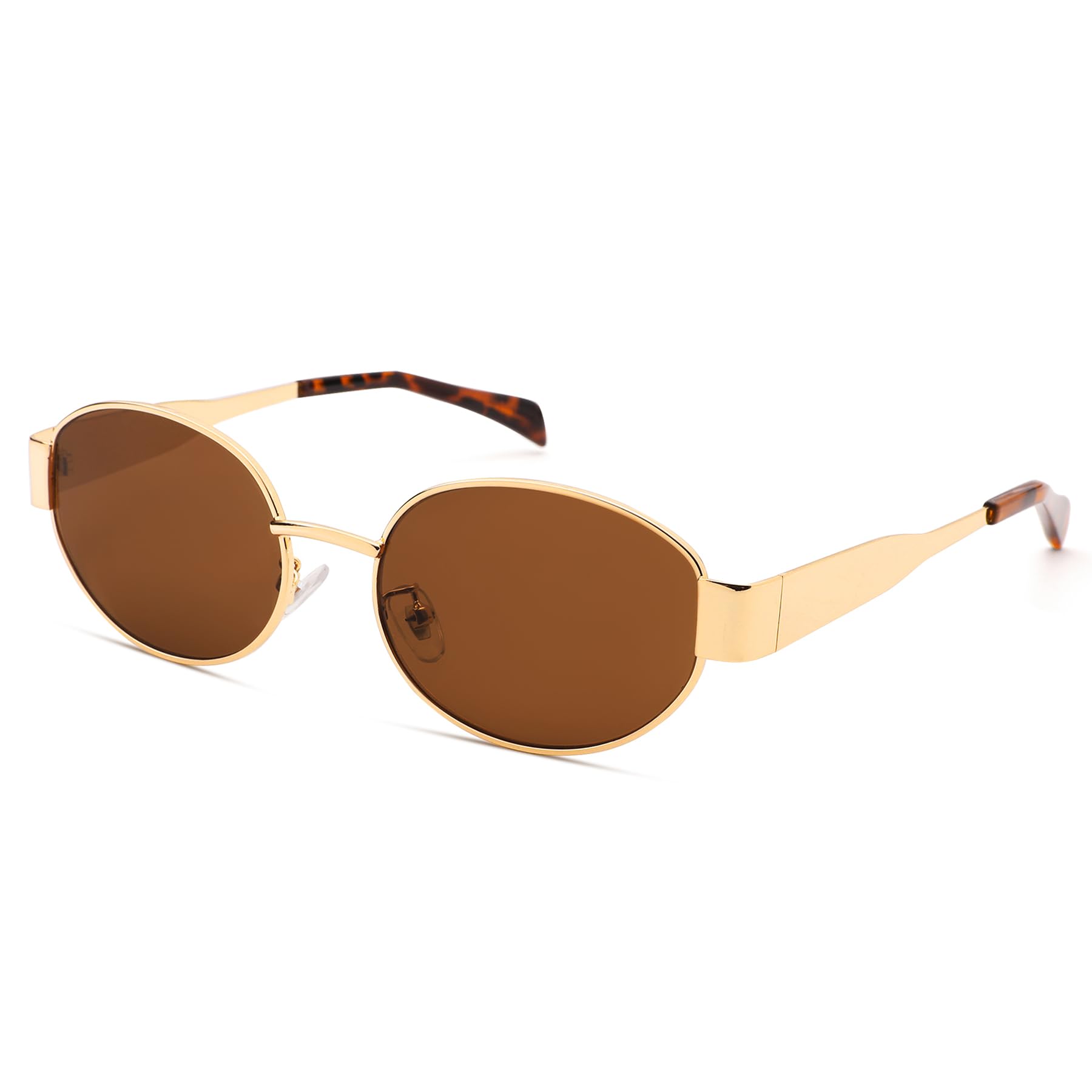Retro Oval Sunglasses for Women Men - Trendy Gold Sun Glasses - Fashion Metal Frame Shades