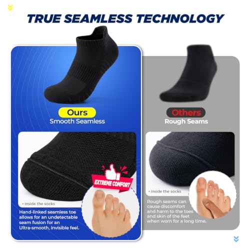 Image of TANSTC Athletic Running Ankle Socks,6Pairs Cushioned Low Cut Anti-Blister Tab Sports Sock Men Women