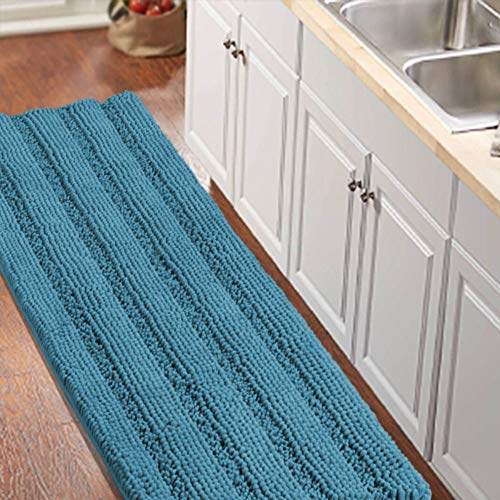 Image of Turquoize Non-Slip Bath Mat Oversize Bathroom Rug Shag Shower Mat Ultra