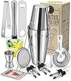 【EINFACH ZU REINIGEN】 Alle Teile sind komplett spülmaschinenfest. Das Cocktail-Shaker-Set lässt sich auch von Hand leicht reinigen. Einfach mit warmem Wasser und Seife abspülen und schon strahlt dieses Cocktail-Shaker-Set wieder in neuem Glanz.