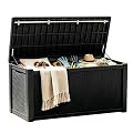 328 Gallon Waterproof Outdoor Storage Box, Heavy Duty Resin Deck Box Lockable, Large Outside Patio Storage Bench for Garden Tools & Pool Accessories, Hydraulic Lift, All-Season UV-Resistant, Black