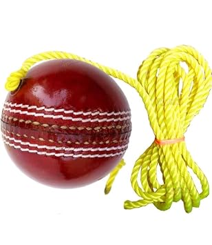 SH Leather Hanging Cricket Ball with Rope – Standard Size Red Ball for Shot Practice Knocking Strength Training & Home Garden Cricket Practice & Fitness Training Pack of 1