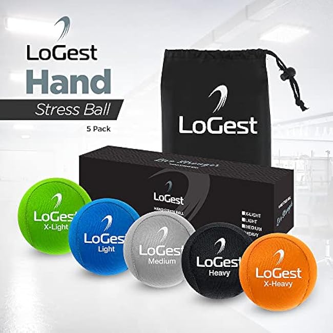 Logest Hand Stress Ball - Stress Reliever and Hand Exercise Ball - Available in 5 Levels
