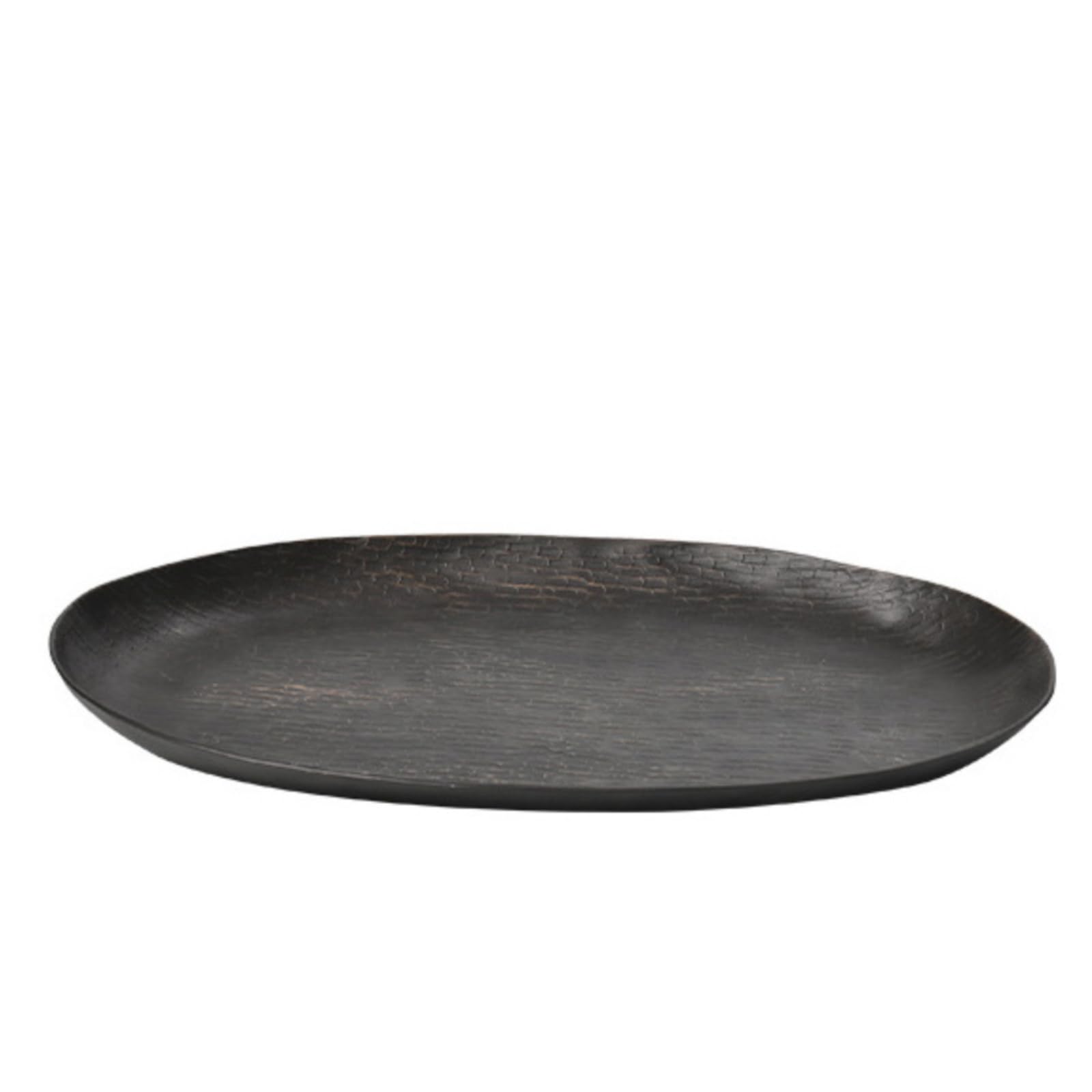 Vassoio Portafrutta in Alluminio Martellato Portafrutta Stile Antico Vassoio Decorativo per Tavolino da Caffè, 33 19 H2.5cm, E款 Nero Medio